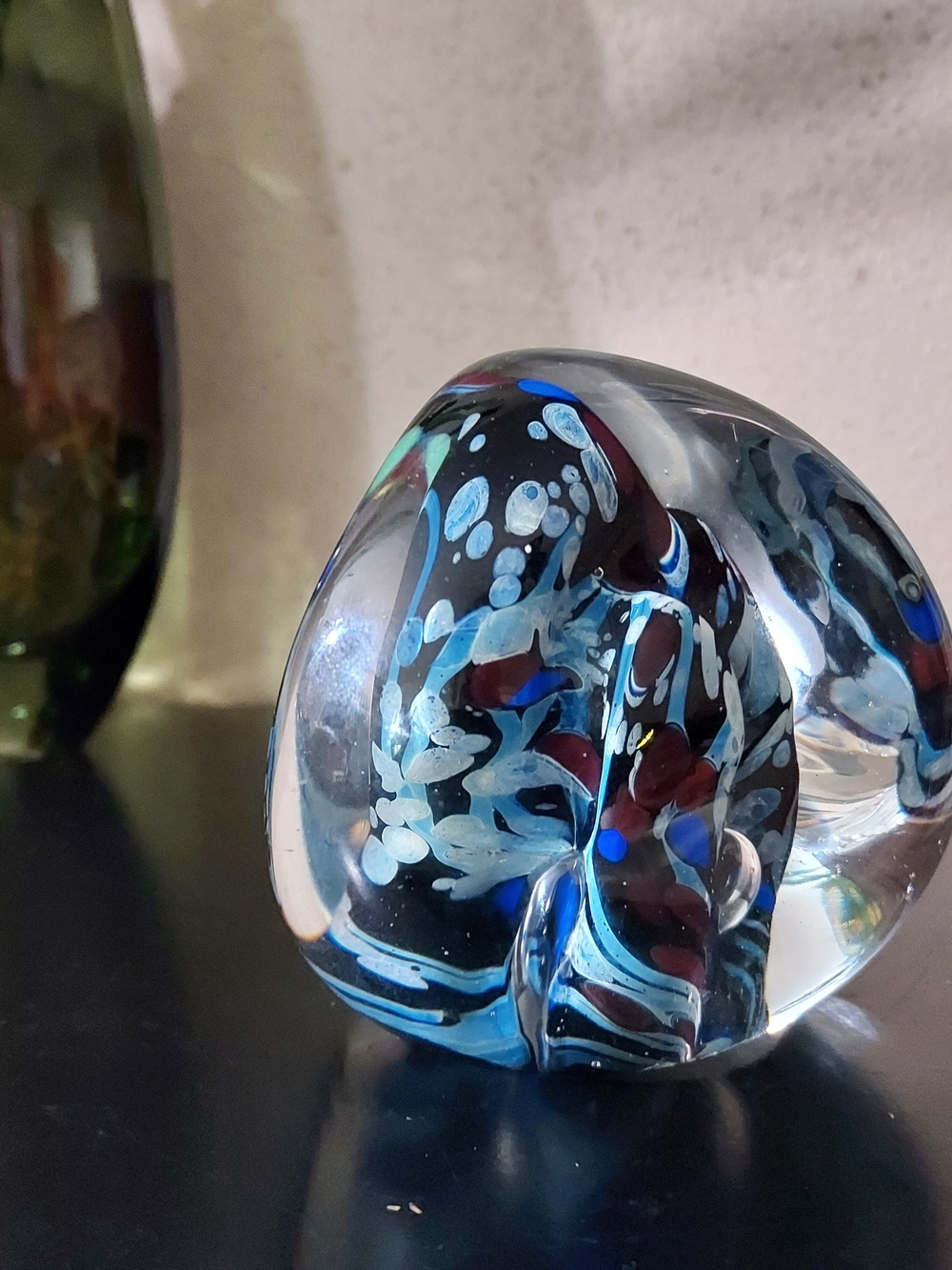 Art Glass Paperweight in Blue and Black - Home Accents Decor